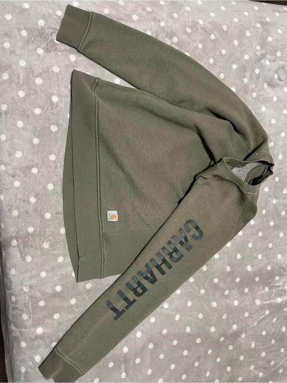 Carhartt Olive Green Sleeve Logo Crewneck Sweatshirt